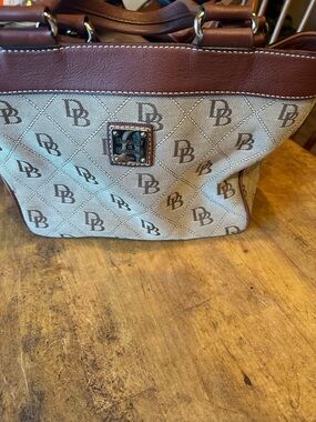 Dooney & Bourke Brown and Cream Logo Messenger Bag